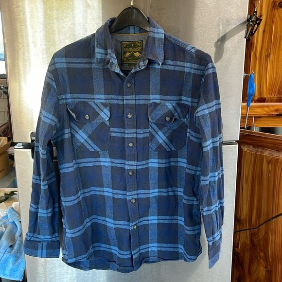 Anchorage Expedition Shacket Flip Cuffs Mens Sz M Flannel‎ Shirt Bluestone, - Picture 1 of 16